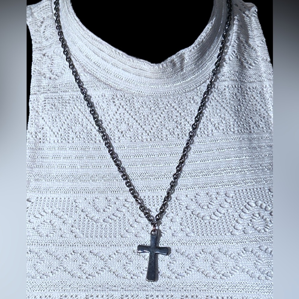 Claire’s Gunmetal Black Cross Pendant Necklace
